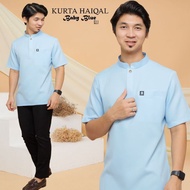 KURTA HAIQAL DEWASA-KURTA LENGAN PENDEK-KURTA MURAH-BABY BLUE-SOFT YELLOW-BAJU LELAKI-KURTA LELAKI