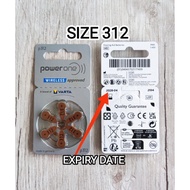 Hearing aid battery. PowerOne P312,100% made in Varta Germany,Price for 1 Pack=6 Cells.Signia Widex 