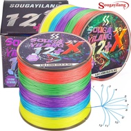 Sougayilang Braided Fishing Line 12X Strands PE line Muti-Color 5 Color Benang Pancing Ikan Superlin