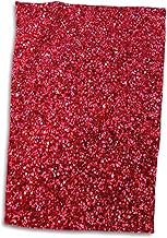3D Rose Red Faux Glitter-Photo Of Glittery Texture Matte Sparkly Bling-Glam Bold Stylish Girly Hand/Sports Towel, 15 x 22