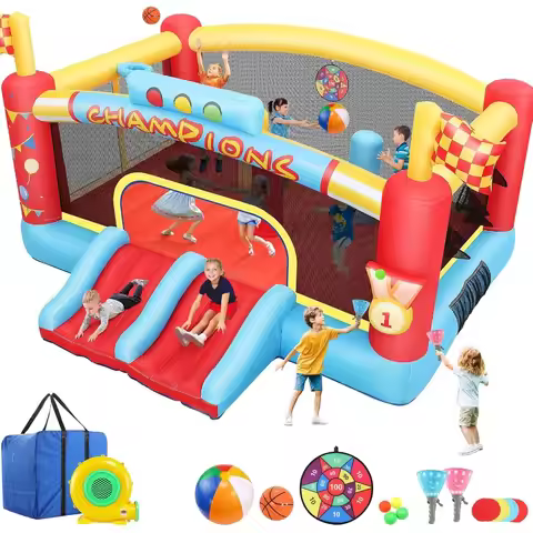 Big Inflatable Bounce House for Big Kids, 13FT Outdoor Inflatable Bouncers with Blower, Double Baske