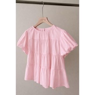Tq88indonesia Short Sleeve Blouse UDON Ruffle Top/ Korean StyleWanita Blouse/ TrendyWanita Blouse Wo