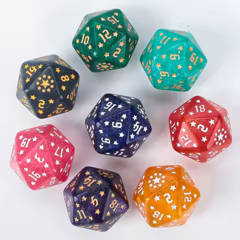 7PCS Creative Acrylic Star Dice Set D4 D6 D8 D10 D12 D20 Polyhedral Sharp Corner Dice 8 Colors Table