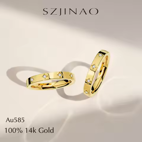 1.3mm Moissanite Band Rings for Women Men Real 14K yellow Gold AU585 Eternity Band Rings for Wedding