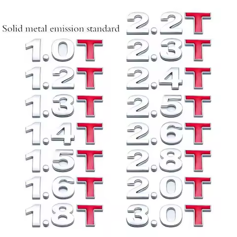 3D Metal Displacement Emblem Badge Sticker 1.0 1.2 1.4 1.6 1.8 2.0 2.5 2.8 3.0 L T 2.0T 3.0T Rear Tr