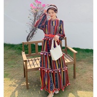 Dress 8810 3M THREE M TM POMPOM MAXI ZARA STRIPE WHOLESALE Fashion SUPPLIER AFFORDABLE