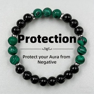 Symbol Protecting 8mm Malachite Beads Stone Bracelets Handmade Bangle Unisex Jewelry