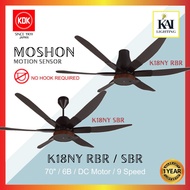 KDK Moshon K18NY Remote Ceiling Fan  (180cm/ 70”) - RBR / SBR
