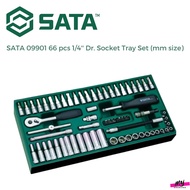 SATA 09901 66 pcs 1/4'' Dr. Socket Tray Set (mm size)