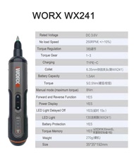 Worx 4V ไขควงไฟฟ้าไร้สายอัจฉริยะ WX240 WX241 WX242ชุดสกรูไฟฟ้าขนาดเล็ก USB เครื่องมือเจาะแบบมือแบบชา