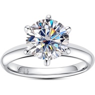 Moissanite Ring, 0.5/1/1.5/2/2.5/3CT Round Brilliant Cut Six Prong Solitaire Gold Plated 925 Sterlin
