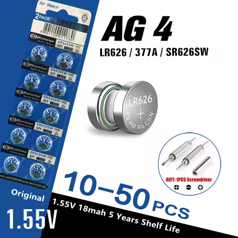 10-50PCS 1.55V AG4 Button Batteries 377 SR626 SR626SW Cell Coin Alkaline Battery 177 376 626A LR66 L