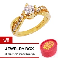 Tips Gallery แหวน เงินแท้ 925 หุ้มทองคำแท้24K เพชร CZ Hearts & Arrows นำ้100 รวม 1.3 กะรัต  รุ่น  Ti