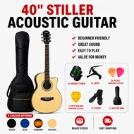 STILLER (DM-40C) 40 Inch Acoustic Guitar Linden Wood Top Side & Back Cutaway Gitar Akustik Murah 吉他