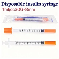 1ml 30G-8mm disposable insulin syringe sterile independent packaging orange pet feeder liquid measur