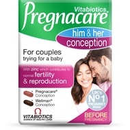 Vitabiotics Pregnacare Him &amp; Her or Her Max Wellman Before Conception and Pregnancy -100% Original Free Gift