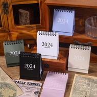 2024 Morandi Pure Color Cartoon Mini Calendar Desktop Deco Portable Desk Calendar Student Reward Calendar Stationery