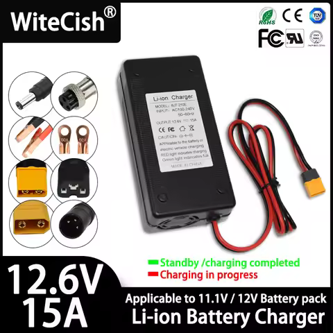 12V 12.6V 10A 15A Lithium 18650 Battery Charger For 3S 11.1V 12 V Li-ion The fast charger is equippe
