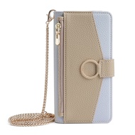 Flip Case Huawei Nova 3 3i 2 Lite 2i 2s 4 4e 5T Leather Case Wallet Cover Card Slots Zipper Bag with Metal Shoulder Strap for Women