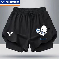 Victor Basketball Shorts 2024 New American Shorts Men Fake Two Piece Double layered Basketball Pants with Inner Lining Three Pieces Under Knee Training Quick Dry Fitness Sports Sho