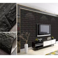 Wallpaper Dinding Foam 3D Bata Hitam 70x77 cm Dekorasi Dinding