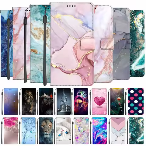 Marble Pattern Leather Phone Cases For Huawei Mate 20 Lite 50 20 10 9 Pro Flip Book Cover Wallet Car