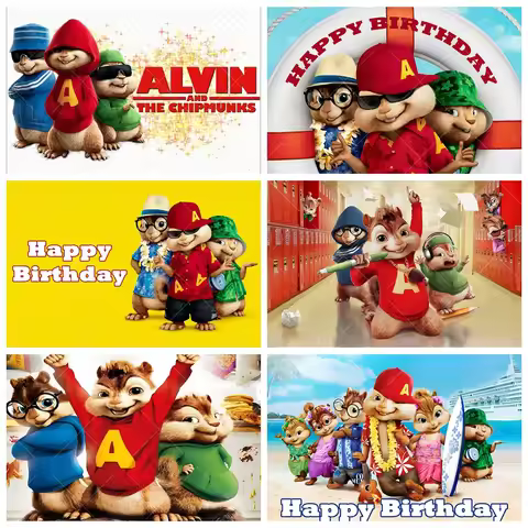Alvin and the Chipmunks Simon Theodore Photography Backdrop Customized Children's Birthday Party Pho
