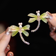 Antique Girl Hair Accessories Pair Clip Hanfu Accessories Colored Glass Little Dragonfly Clip Side C