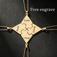 Puzzle Name Necklace for 3/4/5/6 /7/8 Stainless Steel Family Friendship Puzzle Sister Keychain Set