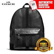 [NWT] Coach Charles Leather Backpack With Baseball Stitch - QBBK (Antique Nickel Black)