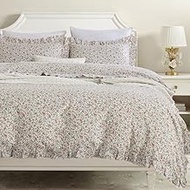 DAUAOTO Full Size Ruffle Duvet Cover Set, 100% Cotton, Kids Teen Girls Duvet Cover 82"X86" + 2 Shams