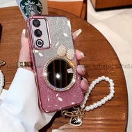 Casing Oppo A3 Pro 5G A3X 5G/ A3 A38 A18 A58 A60 A79 5G Luxury Cosmetic Makeup Mirror Bracket Soft C