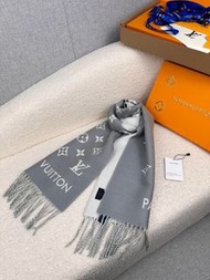 LV scarf 羊毛雙面圍巾Monogram圖案 男士頸巾