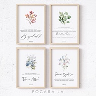 Christian Bible Verse Poster Frame Wall Decoration with Floral Pattern