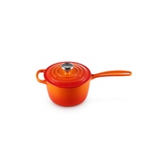 หม้อเหล็กหล่อมีด้ามจับ สีส้ม ขนาด 16ซม SIGNATURE IRON HANDLE SAUCEPAN 16CM FLAME SS KNOB