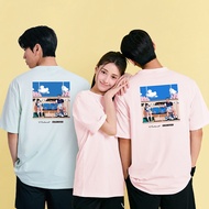 Badminton Court Sakura Scene Print T Shirt TECHNIST Collaboration Edition Daily Streetwear 4.21