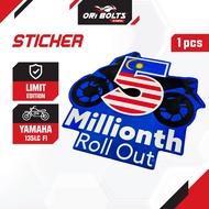 BDK-F1578-00 Yamaha Original 135LC FI V8 Sticker 5MRO 5 Million Juta Mudguard Depan Graphic