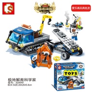 Sembo Block Rescue Team Snow Guard Crane Truck Building Block DIY Gift