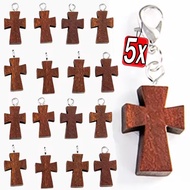5/3/2Pcs Wooden Cross Pendant - With Lobster Clasp - Fashion Mini Crosses - Crafts DIY Supplies - fo