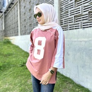 Basic Oversize T-Shirt Wanita Number T-Shirt 7 Sleeves/8 Jumbo Cotton Combed Premium