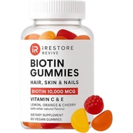 iRestore Biotin Gummies 10,000 mcg - 3 Natural Fruit Flavors, Hair Vitamins Multi Supplement for Hai