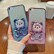 For IPhone 6 Plus Case Soft Silicone Bling Electroplated TPU Cell Phone Casing For IPhone 6s Plus Back Cover Cute Bear Stand