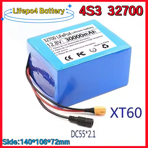 12.8V 30000mAh LiFePO4 Battery Pack 32700 4S3P + 14.6V 3A Charger 40A BMS 12V Power Supply for elect
