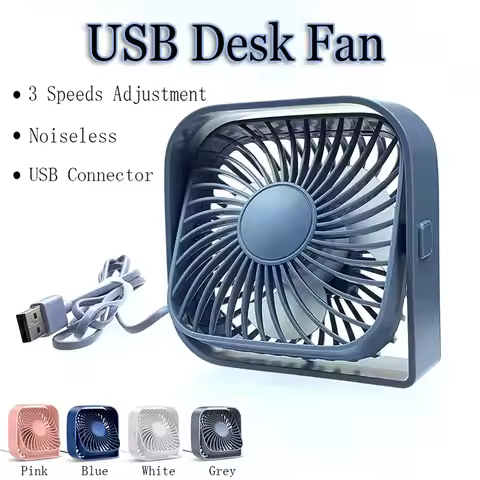 USB Mini Desk Fan, 3 Speeds Quiet Personal Fan, Portable Small Table Fan with USB Plug, Noiseless De