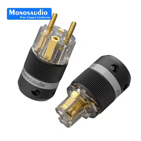 Monosaudio pure copper EU Plug E101F101 Power adapter IEC320 C15 Connector for Audio DIY Mains Power