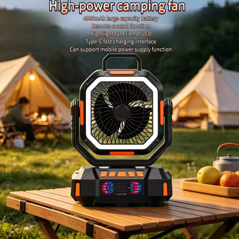 New hot outdoor camping fan 40000mAh high-capacity tent hanging lighting shake head fan timing remot