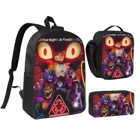 Movie FNAF 3pecs/set Backpack for Teenage Game Canvas Bags Lunch bag Pencil Case