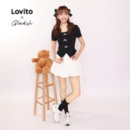 Lovito x Gladish Casual Shorts Plain Bow Draped Shorts for Women L88AD101
