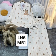 LN6-Long sleeve latin silk pajama pants for women to wear at home FREESIZE<60KG