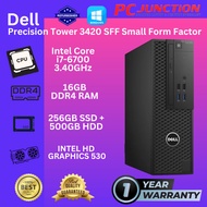 DELL PRECISION TOWER 3420 SFF SMALL FORM FACTOR (INTEL i7 6TH GEN/16GB DDR4/256GBSSD + 500GBHDD/INTE